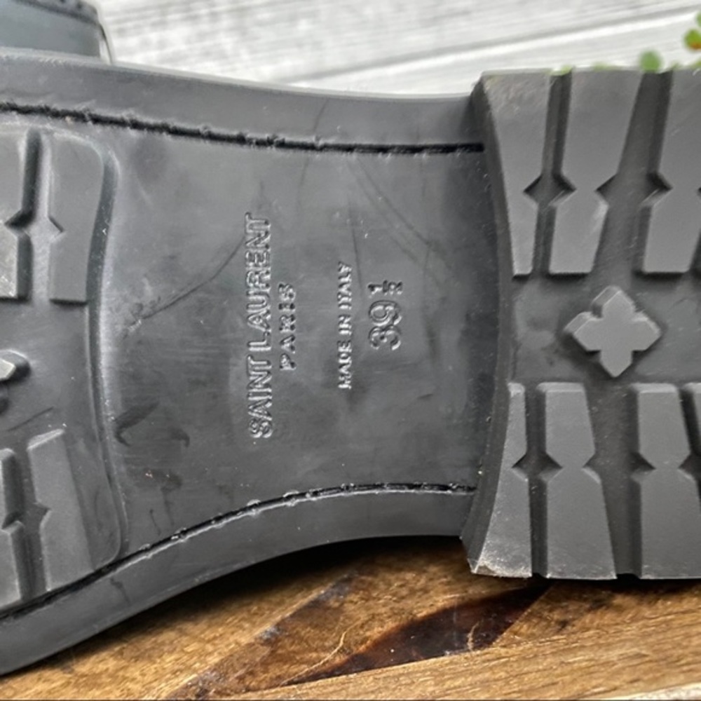 Saint Laurent Black Combat Boots with Tassels - Picture 8 of 15